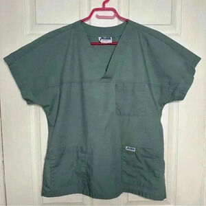 Mobb Scrub Top V-Neck Blueish Green Size  Large